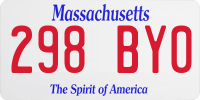 MA license plate 298BY0