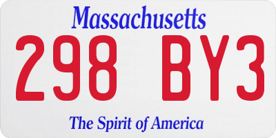 MA license plate 298BY3