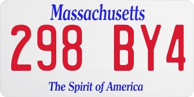 MA license plate 298BY4