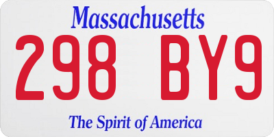 MA license plate 298BY9