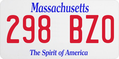 MA license plate 298BZ0