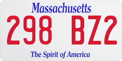 MA license plate 298BZ2