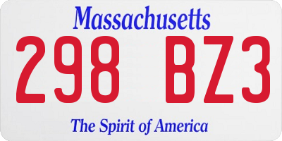 MA license plate 298BZ3