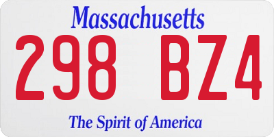 MA license plate 298BZ4