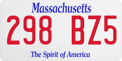 MA license plate 298BZ5