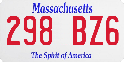 MA license plate 298BZ6