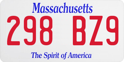 MA license plate 298BZ9
