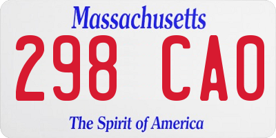 MA license plate 298CA0