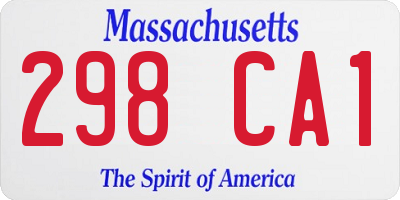 MA license plate 298CA1