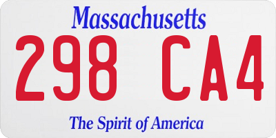 MA license plate 298CA4
