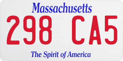 MA license plate 298CA5