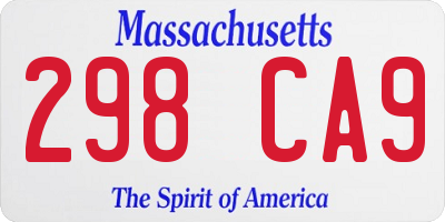 MA license plate 298CA9