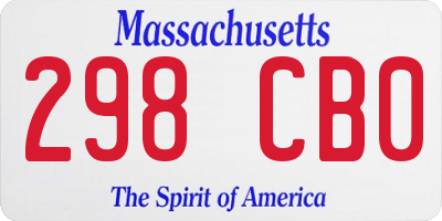 MA license plate 298CB0