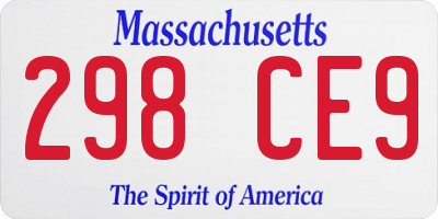 MA license plate 298CE9