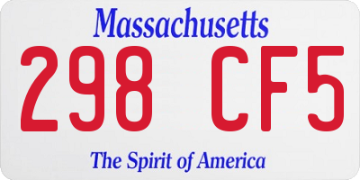 MA license plate 298CF5
