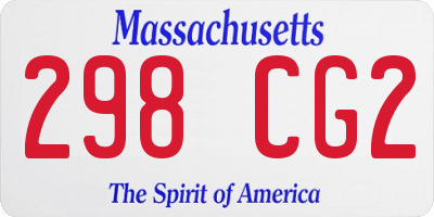 MA license plate 298CG2