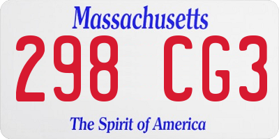 MA license plate 298CG3