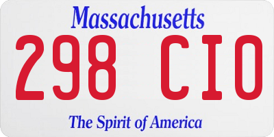 MA license plate 298CI0