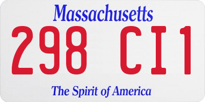 MA license plate 298CI1