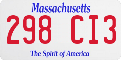 MA license plate 298CI3