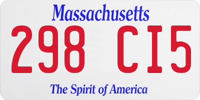 MA license plate 298CI5