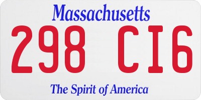 MA license plate 298CI6