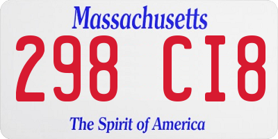 MA license plate 298CI8