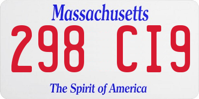 MA license plate 298CI9