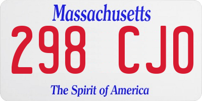 MA license plate 298CJ0