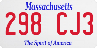 MA license plate 298CJ3