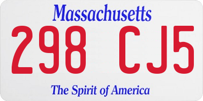 MA license plate 298CJ5