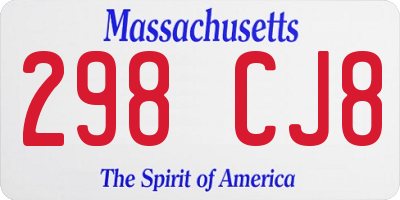 MA license plate 298CJ8