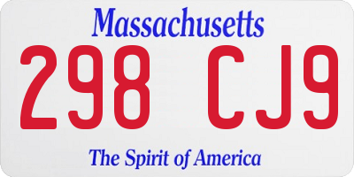 MA license plate 298CJ9