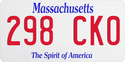MA license plate 298CK0