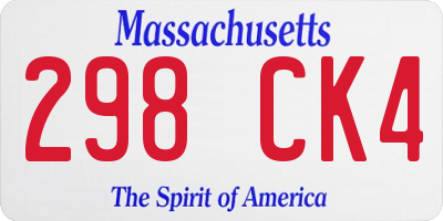 MA license plate 298CK4