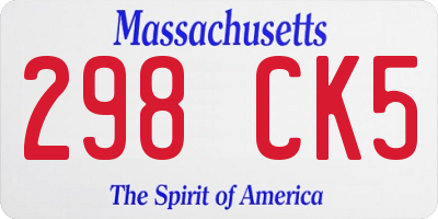 MA license plate 298CK5