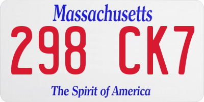 MA license plate 298CK7