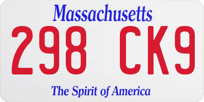 MA license plate 298CK9