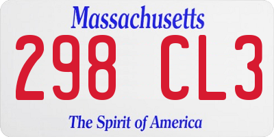 MA license plate 298CL3