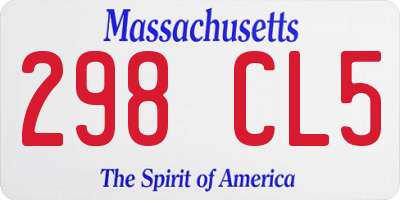 MA license plate 298CL5