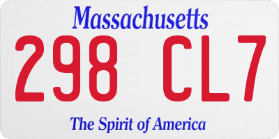 MA license plate 298CL7