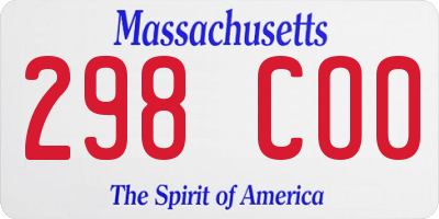 MA license plate 298CO0