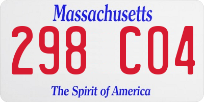 MA license plate 298CO4
