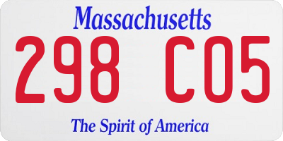 MA license plate 298CO5