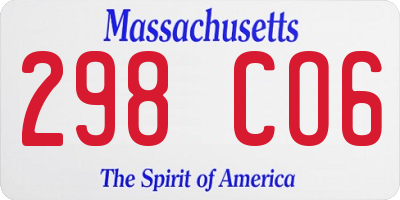 MA license plate 298CO6