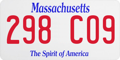 MA license plate 298CO9