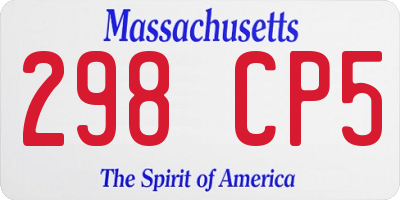 MA license plate 298CP5