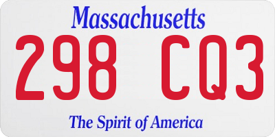 MA license plate 298CQ3