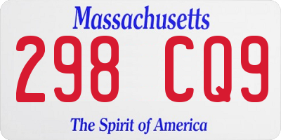MA license plate 298CQ9