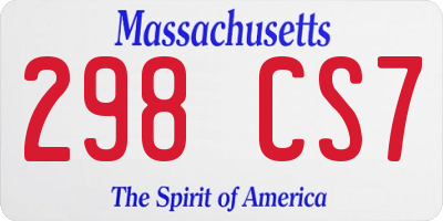 MA license plate 298CS7